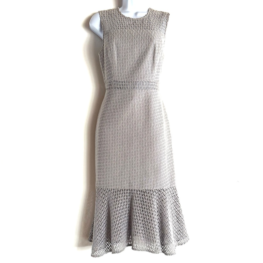 Prose & Poetry Zoe Light Gray Sleeveless Cotton Ruffle Hem Midi Dress